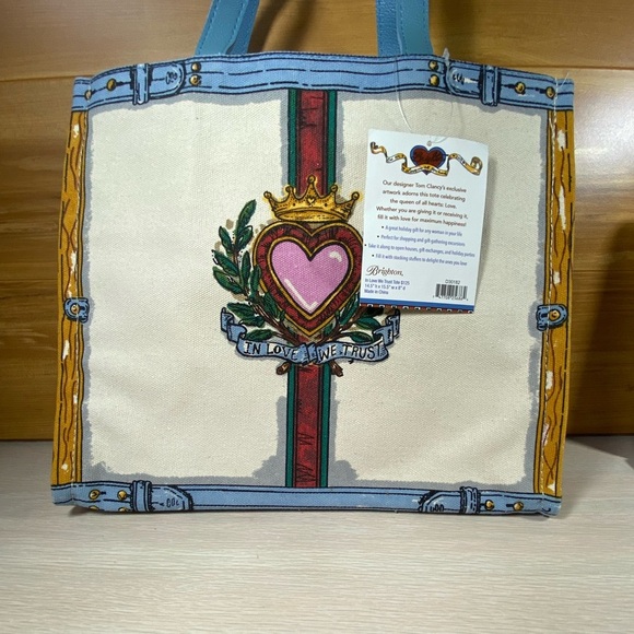 NWT Brighton In Love We Trust Queen of Hearts Print Canvas Shoulder Purse Tote - Picture 11 of 13